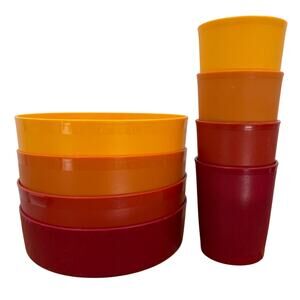 Tupperware Vintage 1970's Wonder Cereals Bowls and Cups Autumn Color Set of 8